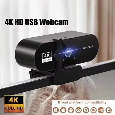 4K 웹캠 1080P 미니 카메라 2K 풀 HD 웹캠 (마이크 내장) 30fps USB 웹캠 (자동 초점 기능) PC 노트북 비디오 촬영 카메라