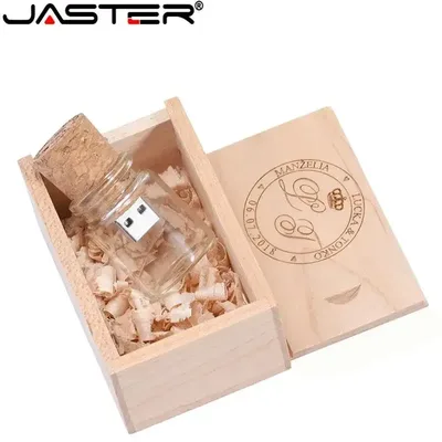JASTER 새로운 도착 메신저 병 usb 2.0 메모리 스틱 유리 드리프트 병 usb 플래시 드라이브 나무 코르크 pendrive 16GB 32GB 64GB