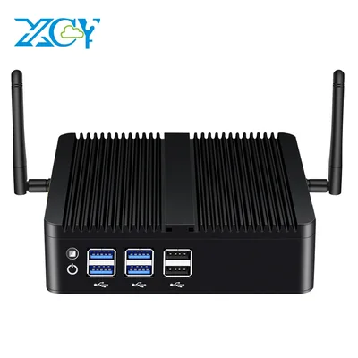 XCY 팬리스 미니 PC 인텔 코어 I7 4500U I5 4200U 기가비트 이더넷 HDMI VGA 디스플레이 8개 USB 포트 지원 WiFi 윈도우 리눅스