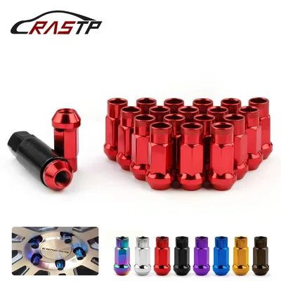 RASTP-20pcs 유니버설 스틸 레이싱 러그 너트 V48 자동차 스틸 도토리 림 확장 오픈 엔드 휠 러그 너트 M12X1.5/1.25 RS-LN031